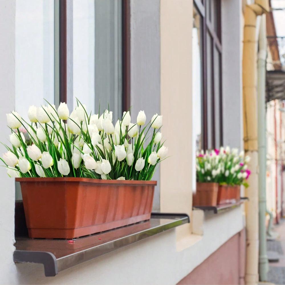 Букет из 6 шелковых тюльпанов, искусственные тюльпаны, всего 30 головок, искусственная цветочная композиция для домашнего офиса, вечеринки, свадьбы, отличный подарок на День матери