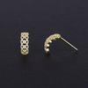 Retro Fashion Hollow Lace Zircon Curved Stud Earrings Simple Women's Geometric Silver Birthday Gift Party Accessories