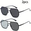 2 пары новых модных поляризационных солнцезащитных очков с двойной линзой для дня и ночи, двойного назначения, для активного отдыха, вождения и рыбалки