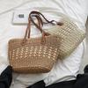 Женская летняя соломенная тканая сумка через плечо с ручкой сверху, модная пляжная большая вместительная вязаная сумка-тоут для покупок