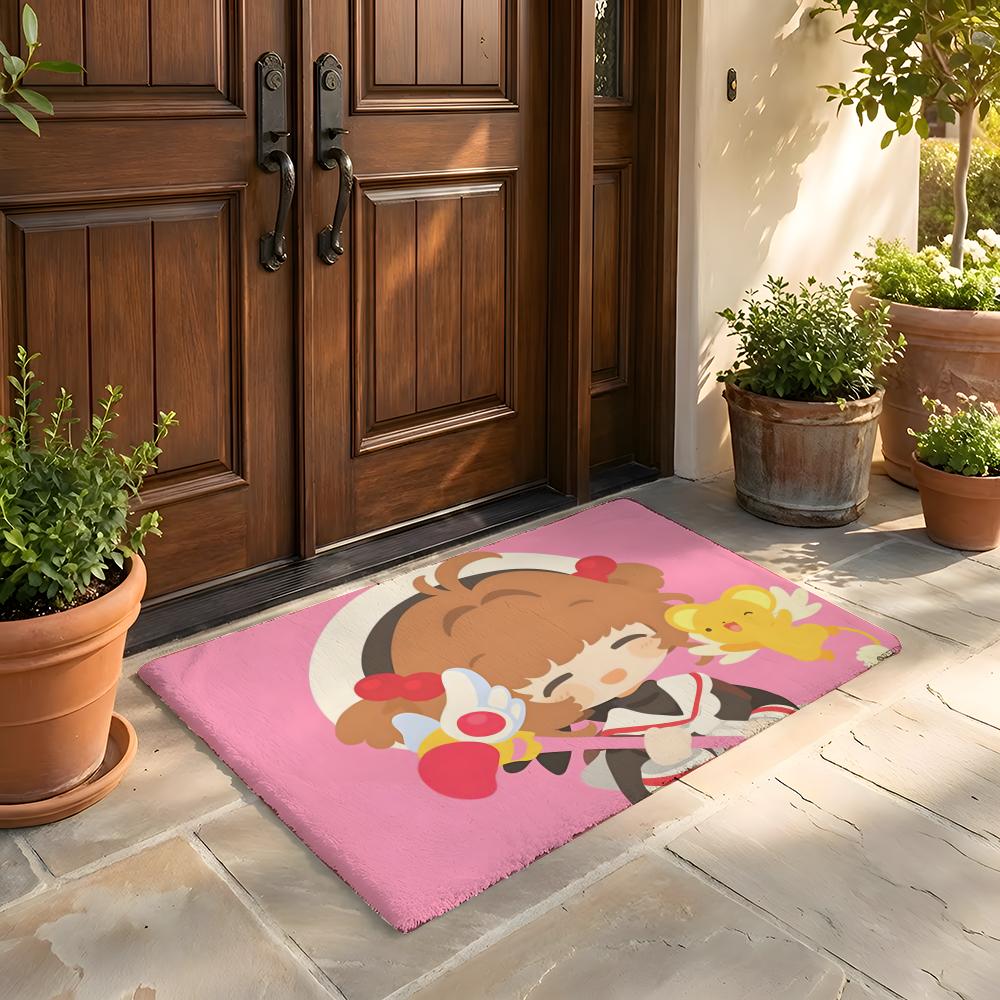 Floor Mat Soft Flannel Rug Non Slip Absorbent Mat for Bathroom Bedroom Home Decor C Cardcaptor S Sakura Cartoon