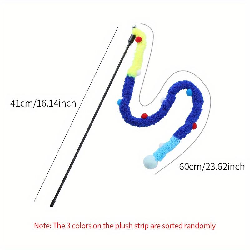 Interactive Cat Teaser Toy-Soft Plush Strip With Teasing Stick For Kitten Play-Pet Supplies For Fun And Exercise