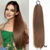 24 Inch Yaki Straight Synthetic Ponytail Hairpiece with Wrap Around Puff  Elastic Band  Natural Look Hair Extension for Women
