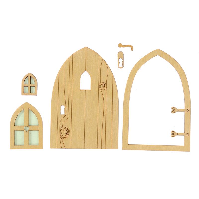 1 комплект кукольного домика, миниатюрная флуоресцентная фея, эльф, дверь, окно, модель дома, декор, игрушка