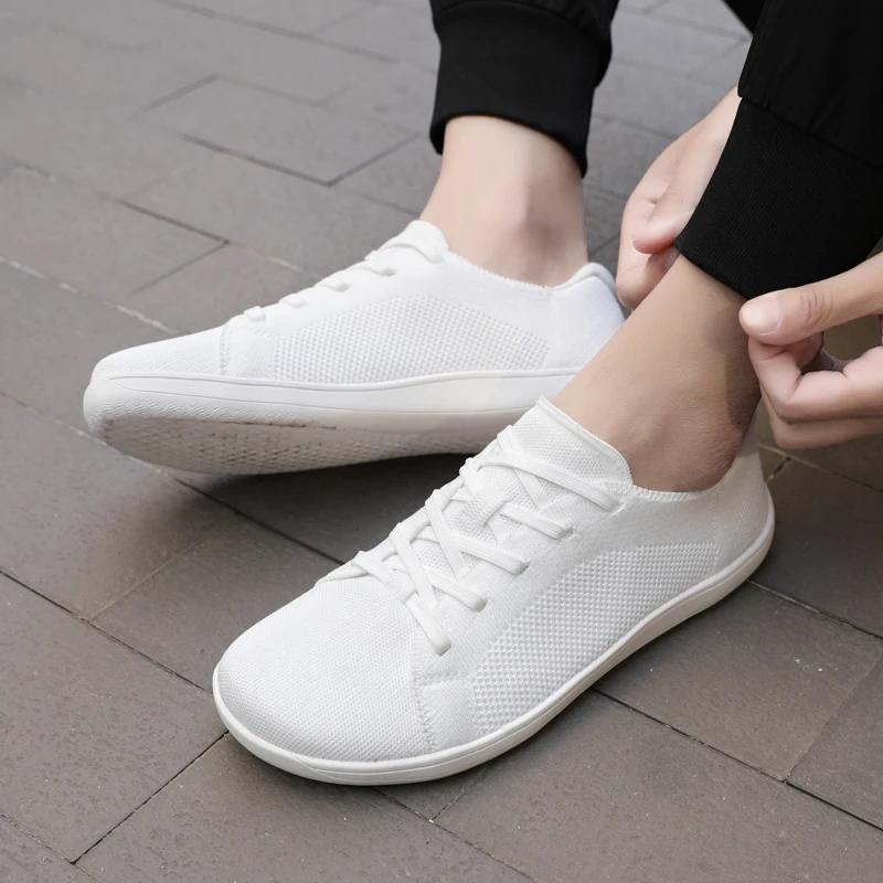 Minimalist Shoes for Men Women Wide Toe Barefoot with Loose and Casual Mesh Breathable Lightweight Black and White Sports Shoes