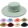 British Elegant Ring-Shaped Concave Flat-Topped Woolen 8.5Cm Top Hat Men'S And Women'S Fashion Flat-Topped Woolen Top Hat
