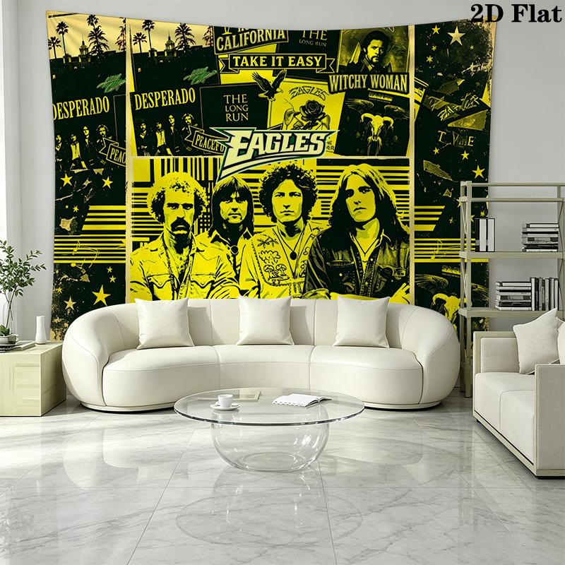 The Eagles Band Wall Tapestry Aesthetic Wall Hanging Printed Fabric Blanket Decorative Tapestries for Bedroom Living Room Home Decor