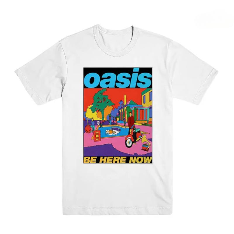 2024 Новая Oasis Рок Панк Ретро Классическая Хлопковая Мужская Футболка с Коротким Рукавом Удобная и Дышащая Текущий Классический Стиль