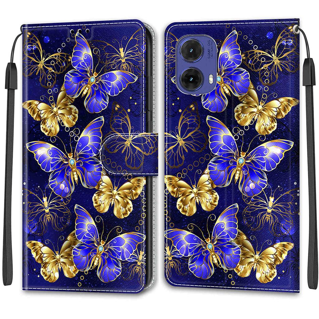 Роскошный окрашенный кожаный чехол-кошелек из искусственной кожи в стиле книги для Motorola Moto G85/G75/G55/G35/G24 Power/G15/G05/G84/G54 Power/G34/G24/Edge 40/G14