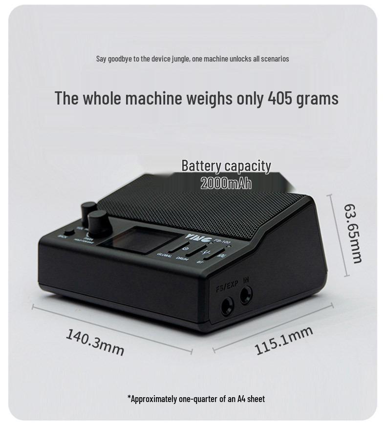 Ving FB100 Bluetooth Перезаряжаемый Электрогитарный Усилитель с Мультиэффектами, Портативный для Выступлений на Открытом Воздухе.