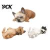 Realistic PVC Animal Models Sleeping French Bulldog Figurine, Mini Puppy Statue, Cute Lying Down Pet Compact Car Interior Accessories