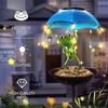 Solar LED Light Bird Feeder Outdoor Decor Lamp Frog Figurine Feeding Station Decorative Waterproof Lighting for Patio Courtyard