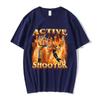 Футболка с забавным мемом Active Shooter, женская модная ретро-футболка с коротким рукавом, повседневная футболка большого размера в стиле Харадзюку