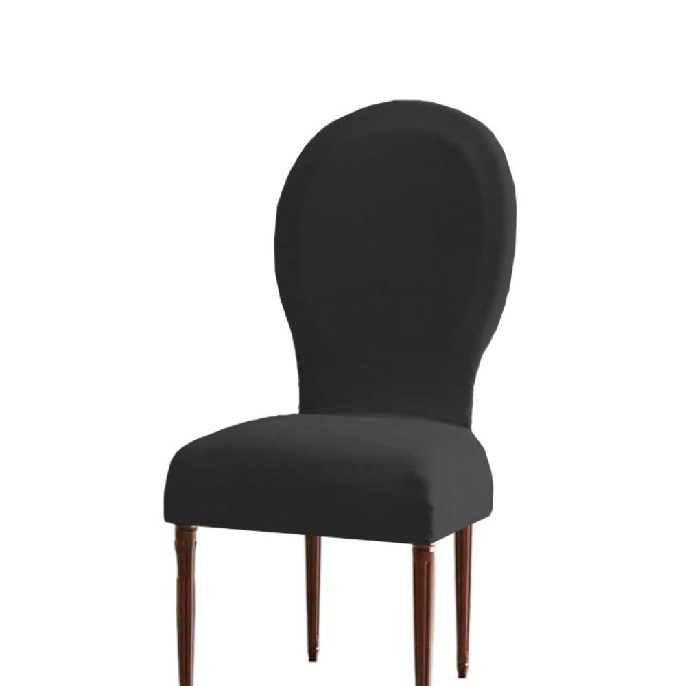 Thickened Velvet Round Back Dining Chair Cover Solid Color Protective Seat Case Hotel
