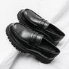 2025 Spring New Business Men's Shoes Fashion Open Smile Foot Leather Shoes Versatile Thick-soled Black Casual Shoes Men