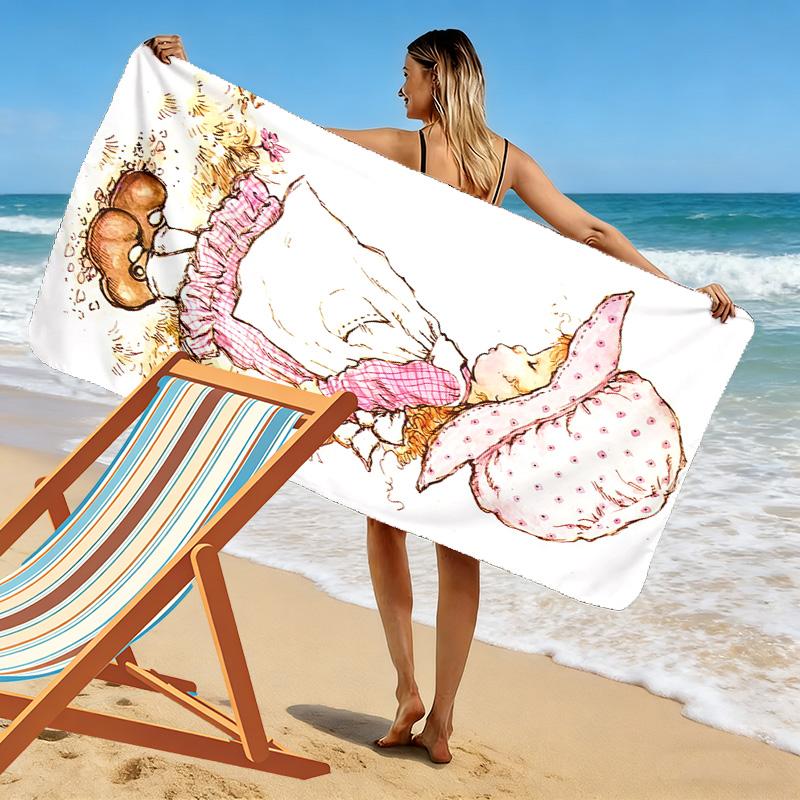 SaraKey Print Beach Towel, Large Soft Quick Dry Towel for Beach Camping Swimming