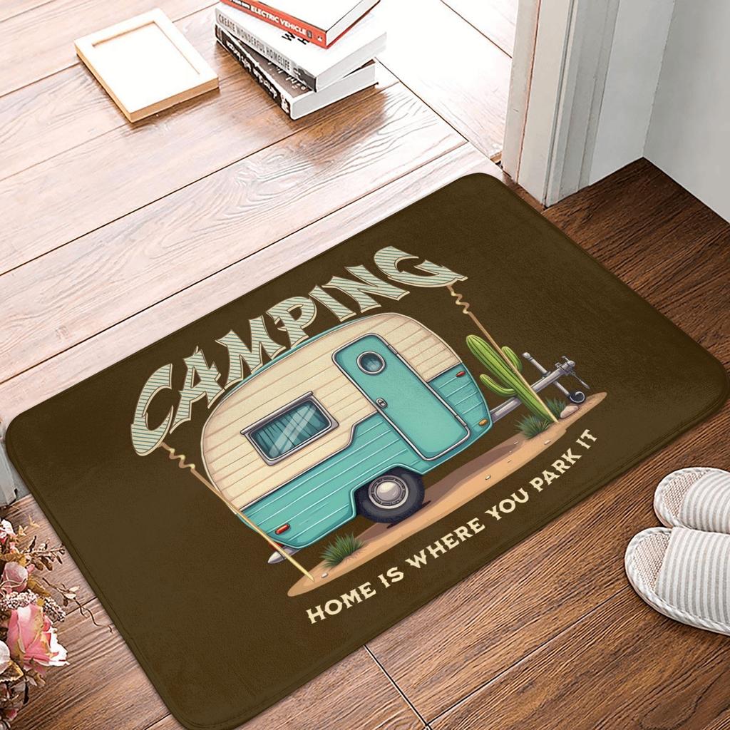 Cute Vintage Motorhome And Camping Quote Doormat Mat Anti-Slip Kitchen Bath Bedroom Rug Carpet
