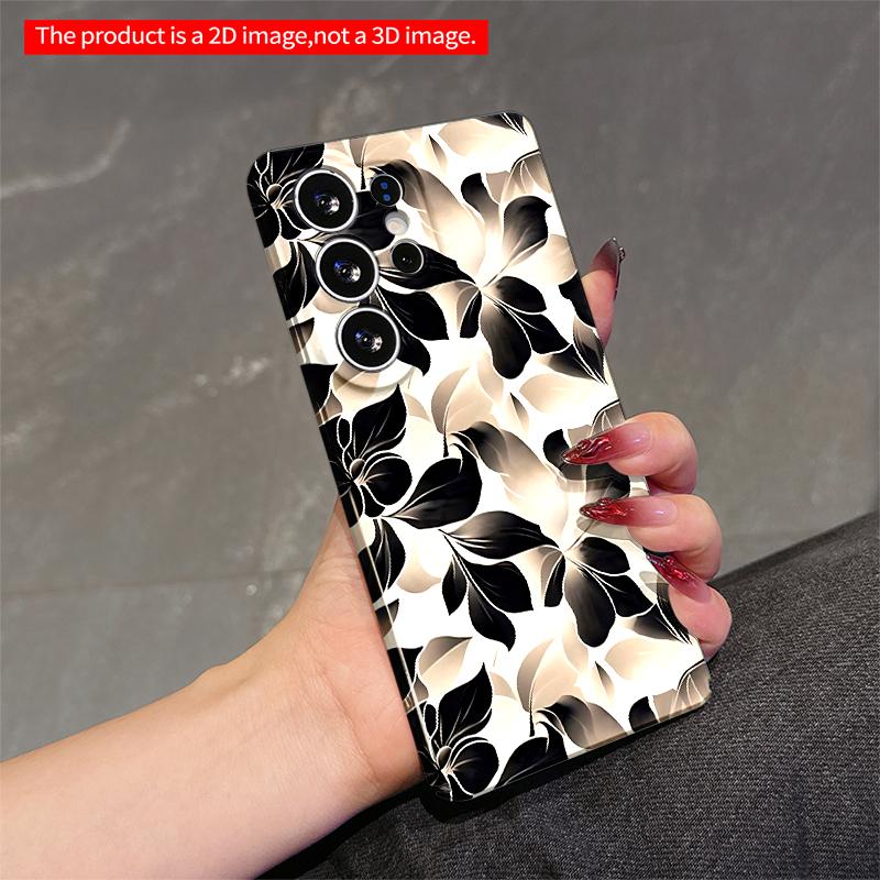 2DFlat Samsung phone case Black & Cream Floral Pattern Phone Case Applicable to Galaxy S22 S23 S24 S25ULTRA S26 A12 A13 A14 A15 A16