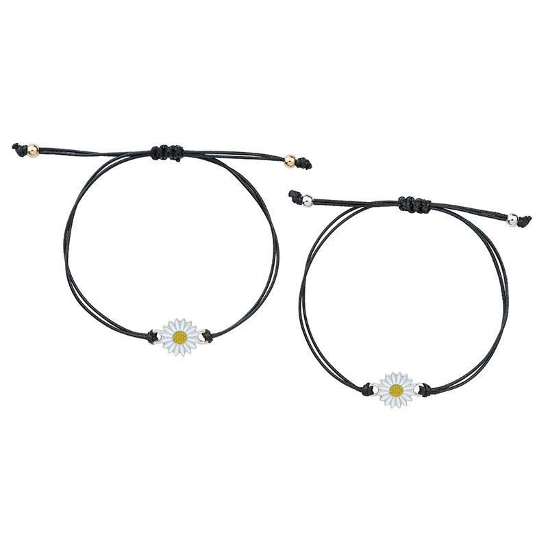Alloy Sunflower Daisy Wax Rope Friendship Bracelet