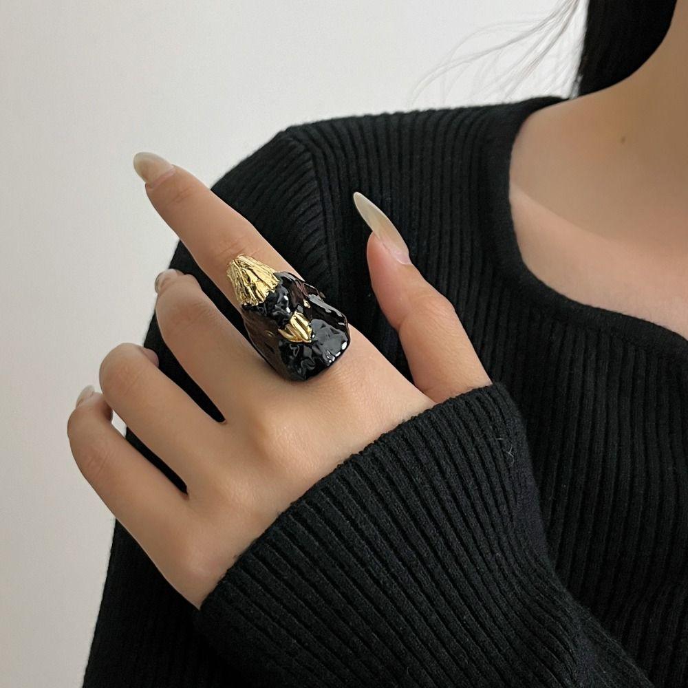 Дизайн для меньшинств Преувеличенное кольцо Кавайное массивное эмалевое кольцо Личность Попугай Капля масла Кольцо Друг