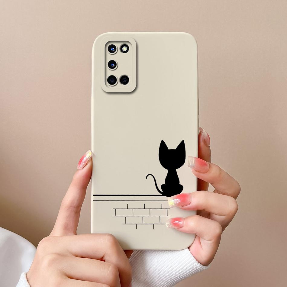 For Oppo A52 A72 A92 Case Butterfly Heart Simple Back Cover Soft Liquid Silicone Funda Camera Protection Anti Drop Phone Housing