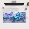 pc Mouse Pad with Purple Butterfly  Blue Rose Design  NonSlip Rubber Base Large Desk Mat for Gaming  Office Decor Durable