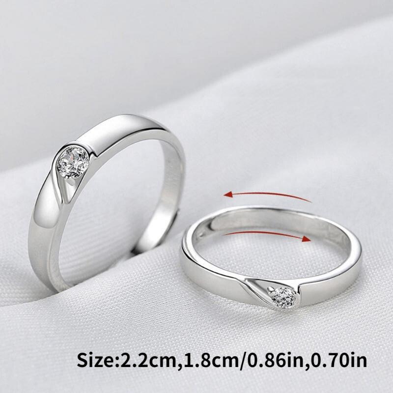 2 шт. Обручальное кольцо в форме сердца с регулируемым отверстием для пары, ювелирные изделия, подарок на помолвку