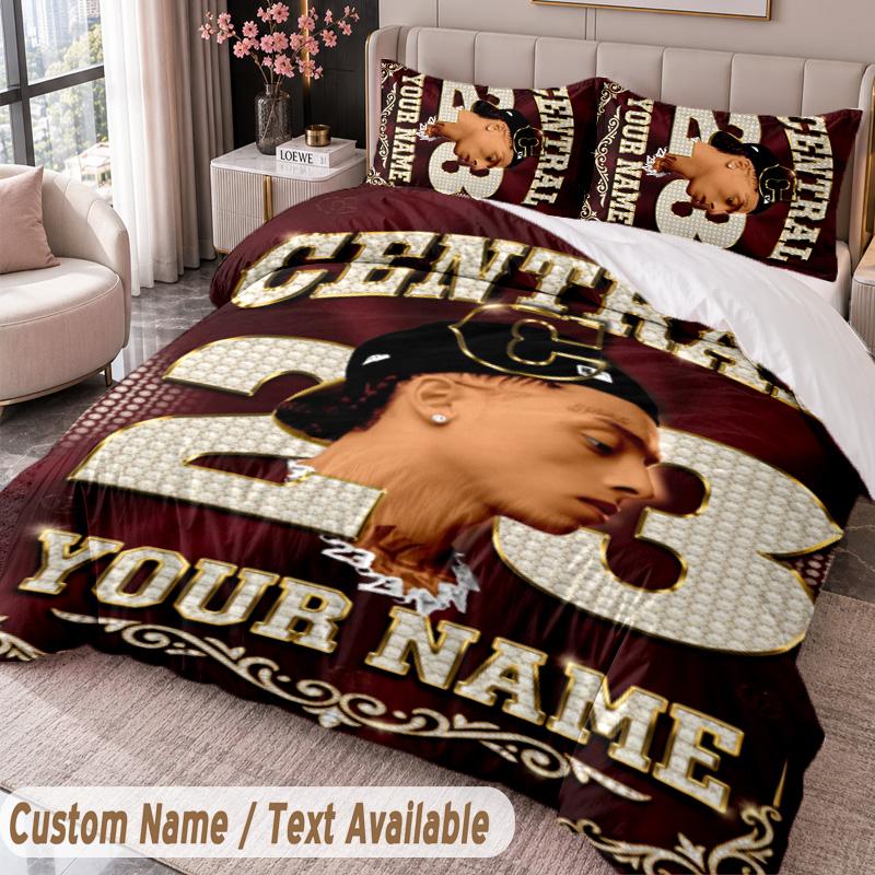 Custom Name Text 3Pcs Bedding Set Central Cee Duvet Cover And Two Pillowcases