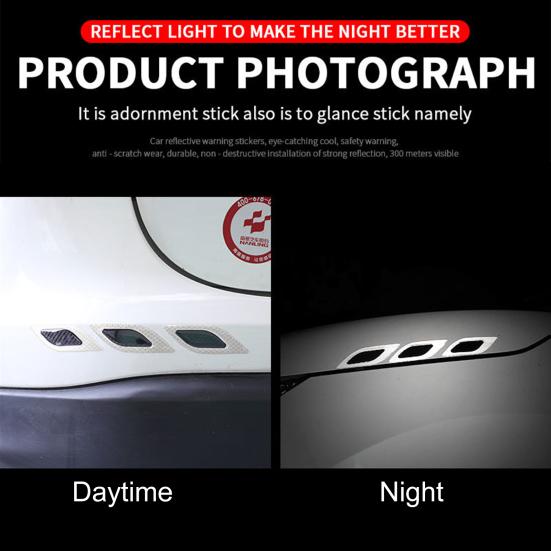 6 шт. автомобильная светоотражающая лента против царапин из углеродного волокна 3D автомобильная предупреждающая наклейка лента пленка
