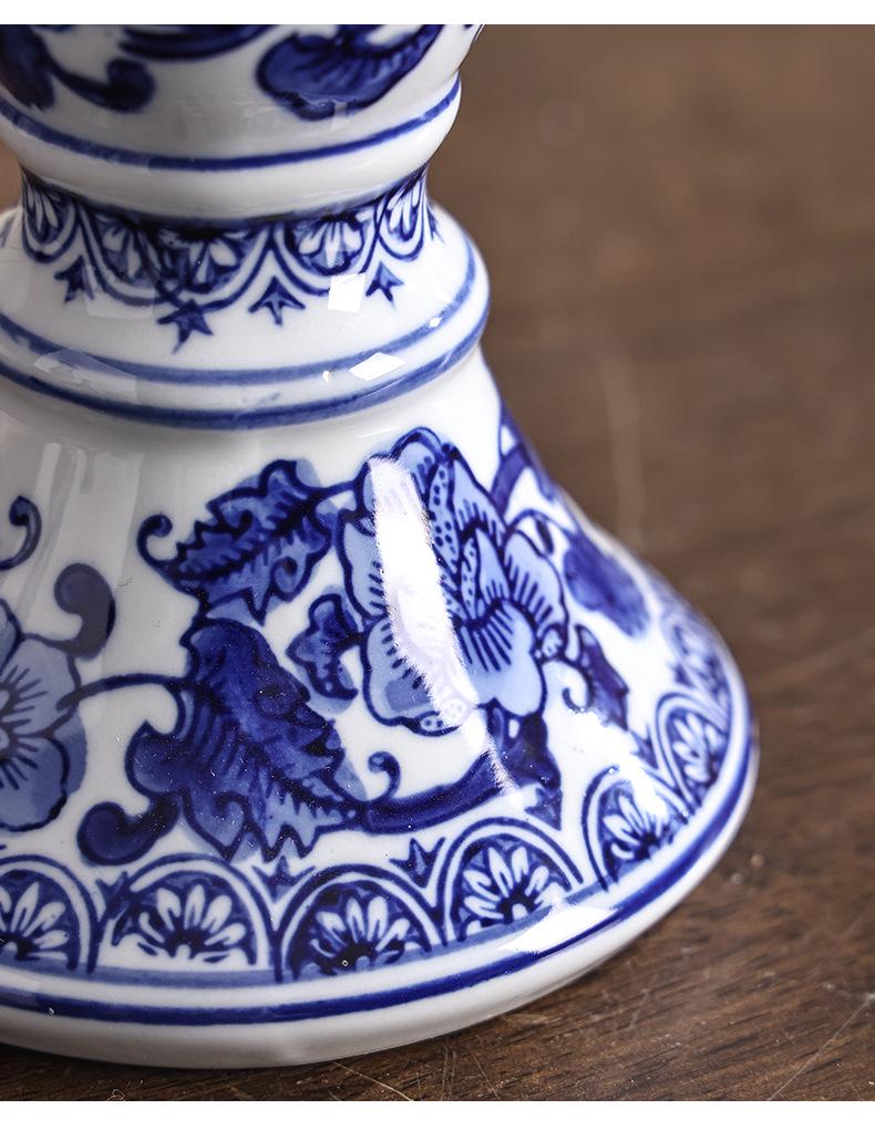 Blue and White Porcelain Candlestick - Ceramic Home Decor for Living Room and Entrance Hall