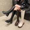 Модные женские сапоги на платформе до колена, модные туфли с молнией сзади, осенне-зимние женские сапоги на толстом каблуке в стиле рыцаря