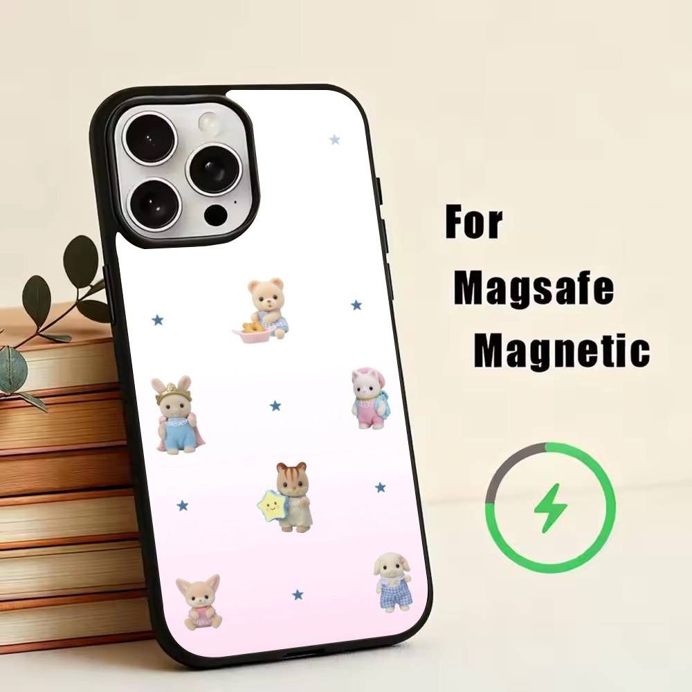 Cute Flower Lop Rabbit Phone Case For iPhone17,16,15,14,13,12,11 Plus,Pro Magnetic with Magsafe Wireless Charging