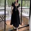 French Dress Fat MM Summer New Temperament Waist-closing Square Collar Tea Break Skirt