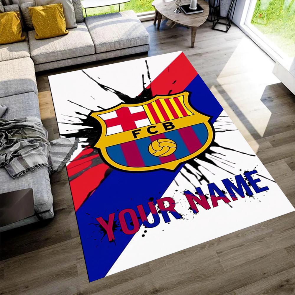 Barcelona Club Personalized Name Floor Rug Office Rug Perfect for Foyer Game Room Entryway Dormitory Antislip Carpet Anime Office Decor