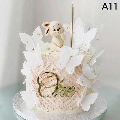 Один С Днем Рождения торт Топпер Акриловый Розовое Золото Один Капкейк Топпер Для Детей ADM