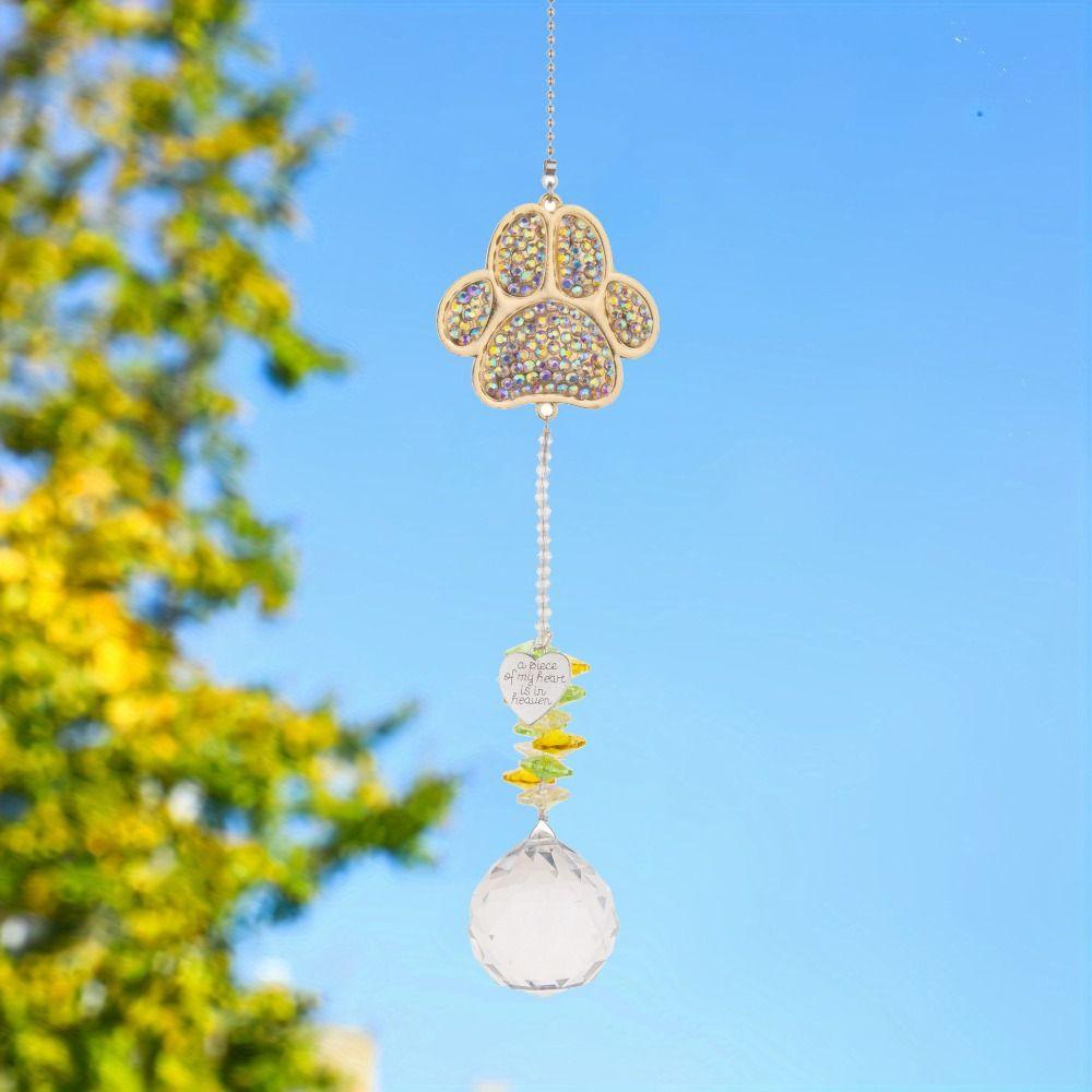 Поделки Кристальный Отпечаток Лапы Ловец Солнца Креативные Подвесные Колокольчики Ветра Новинка Коллекция Цветного Света Подвеска Дерево