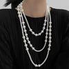 Французское винтажное многослойное жемчужное ожерелье, многовариантное ношение, цепочка-воротник Y2K с жемчугом, ожерелье для свитера в стиле коттеджкор, элегантное минималистичное украшение для женщин