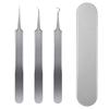 Precision Tweezers for Removing Blackheads and Effectively Removes and Includes a Storage Pores. Blackheads, Acne, Comedones. Case. Silver, 3-piece