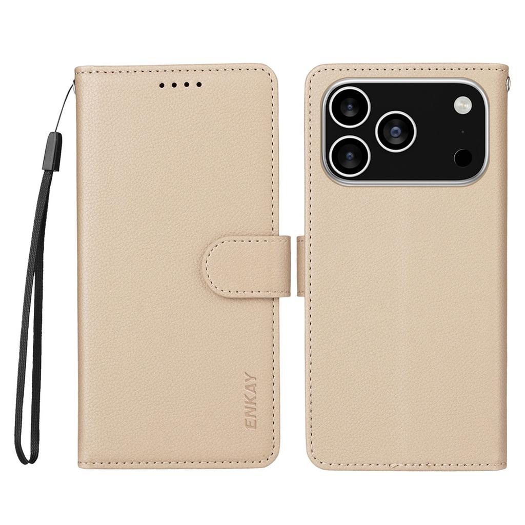 For iPhone 17 Pro Max Wallet Case with Strap RFID Blocking Leather Stand Phone Cover