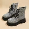 Women's Boots Canvas Comfortable Casual Spring and Autumn Thick Sole Lace-up Decorative Fashion Women's Boots