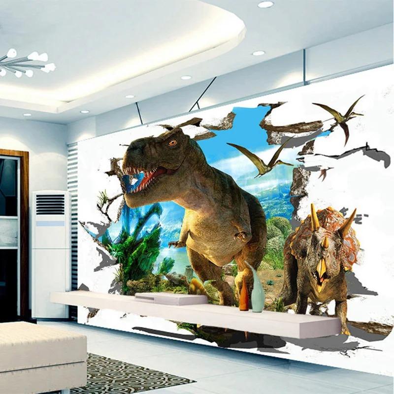 3D настенные обои стерео мультяшный динозавр фон настенные обои детская комната гостиная домашний декор