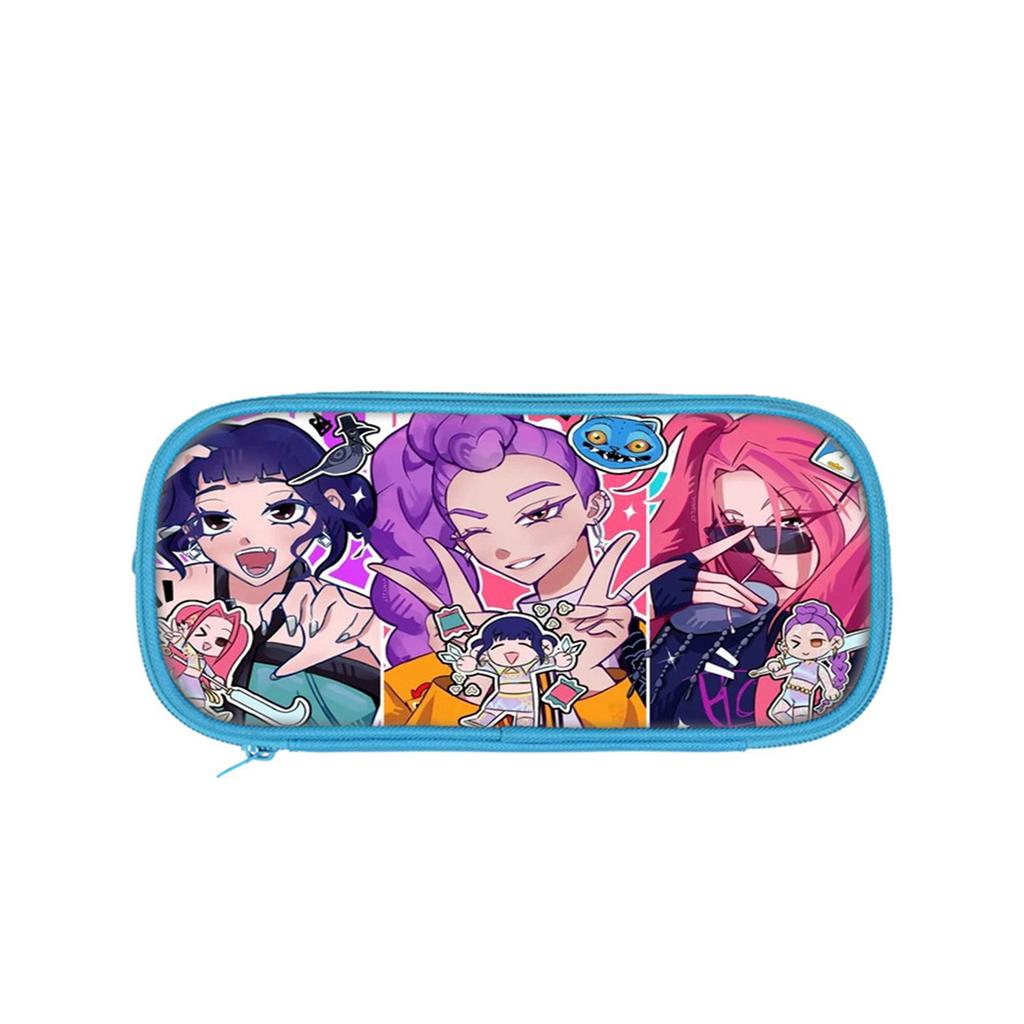 Студенческий синий двухслойный пенал Kpop/ Девичья группа охотников на ведьм Студенческая сумка для хранения канцелярских принадлежностей Сумка для карандашей