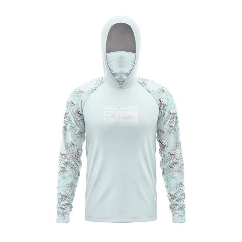 Mens Quick-Dry Hooded Fishing Shirt With Face Cover UV Protection Breathable Lightweight Summer Outdoor Sportswear