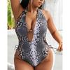 Plus Size Swimsuit Women's One-Piece Snakeskin Print Bikini Swimsuit