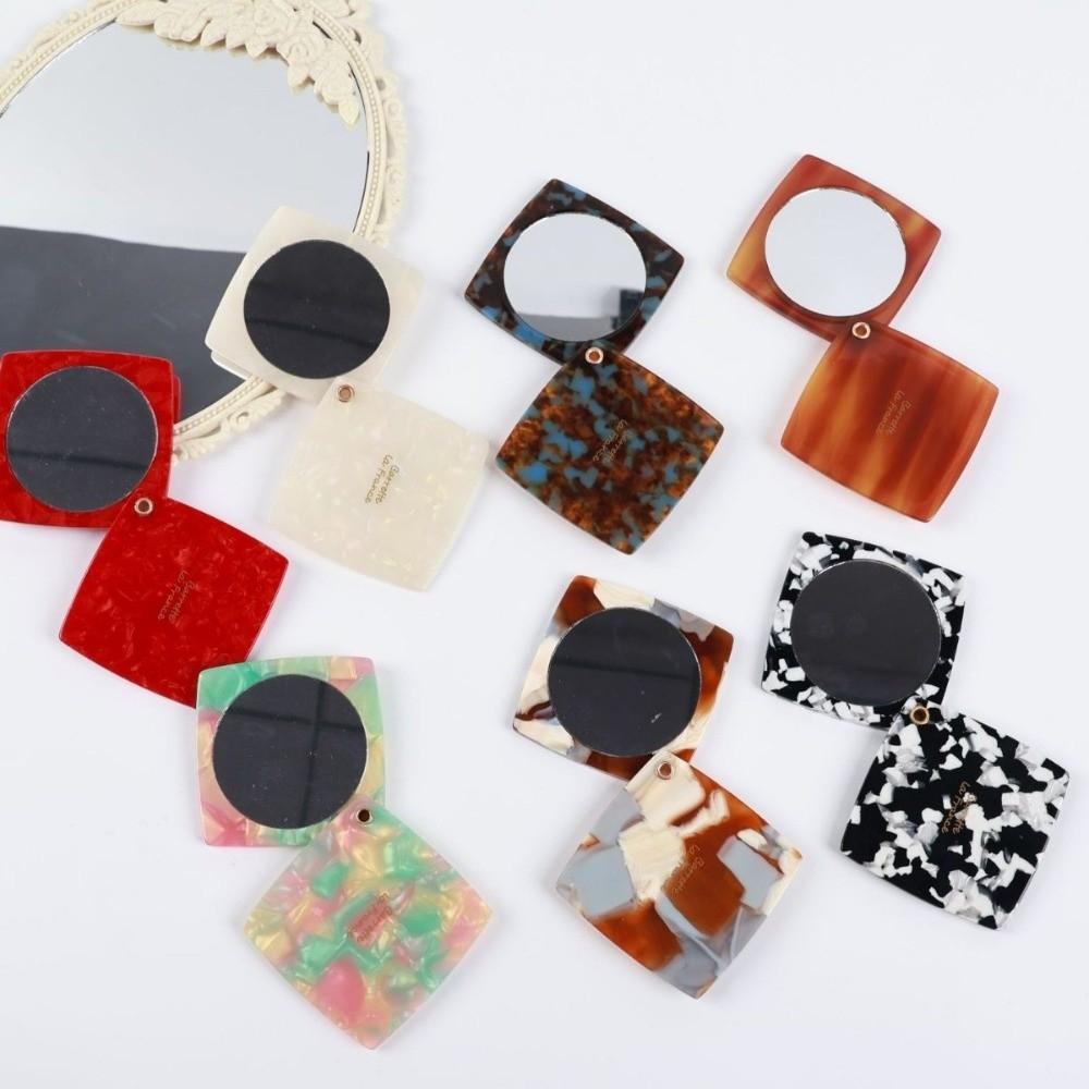 Square Acetate Makeup Mirror Colorful Rotating Mirror Handheld Portable Mirror Touch-ups