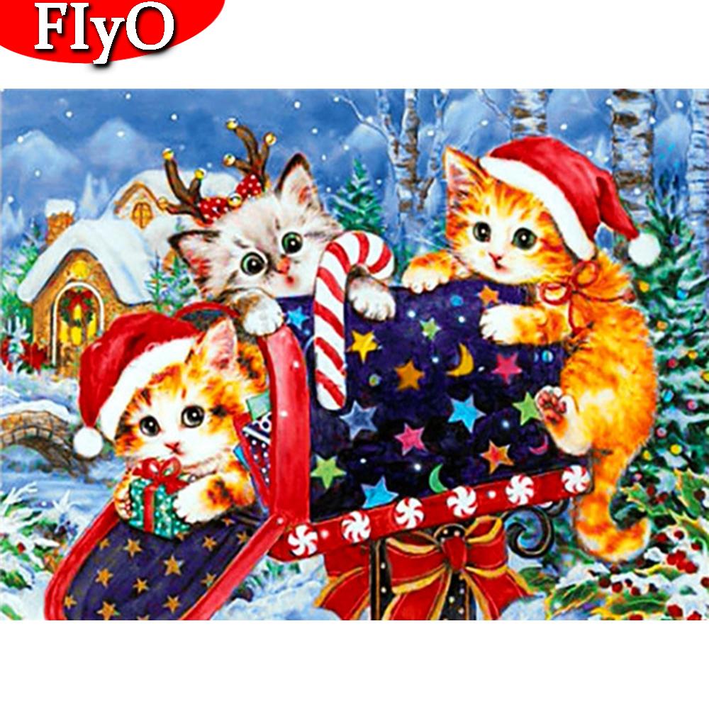 5D Алмазная вышивка кошка вышивка крестиком Новое поступление алмазная живопись животных мозаика Зимний комплект со стразами Рождественский подарок