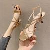 Fashion Silver Gold Sandals Elegant Fashion Designer Rhinestone Summer New 2024 Medium Heel Shoes Dress Woman Stiletto Heels Party Sexy
