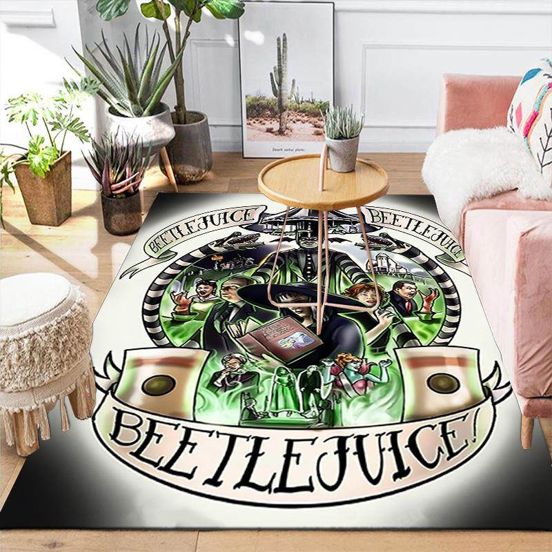 1Pc Beetlejuice Family Crest Rug, Office Carpet Indoor Outdoor Doormat, Non-Slip, Comfortable, Living, Christmas Halloween, Xmas Gift G119