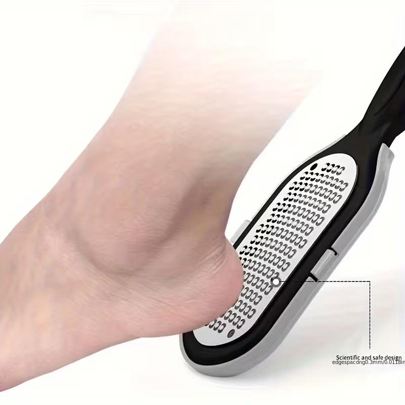 1 piece of 304 stainless steel foot file, equipped with precision micro file and storage cover, for exfoliating and heel care