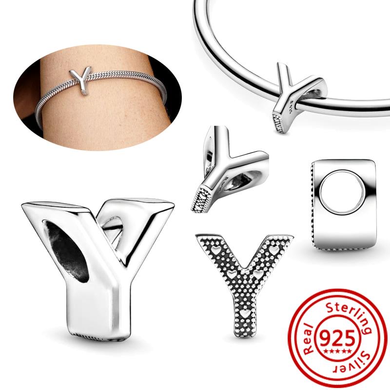 925 Чистая медь Символ бесконечности Полый Круг A-Z 26 Букв Алфавита Сияющие Циркониевые Бусины Подходят для Оригинального Браслета с Шармами Pantaro